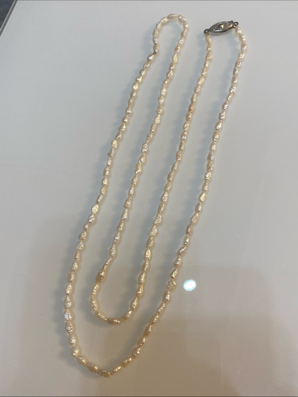 Cultured Pearl Beaded Necklace - Cream Pearlescent Strand